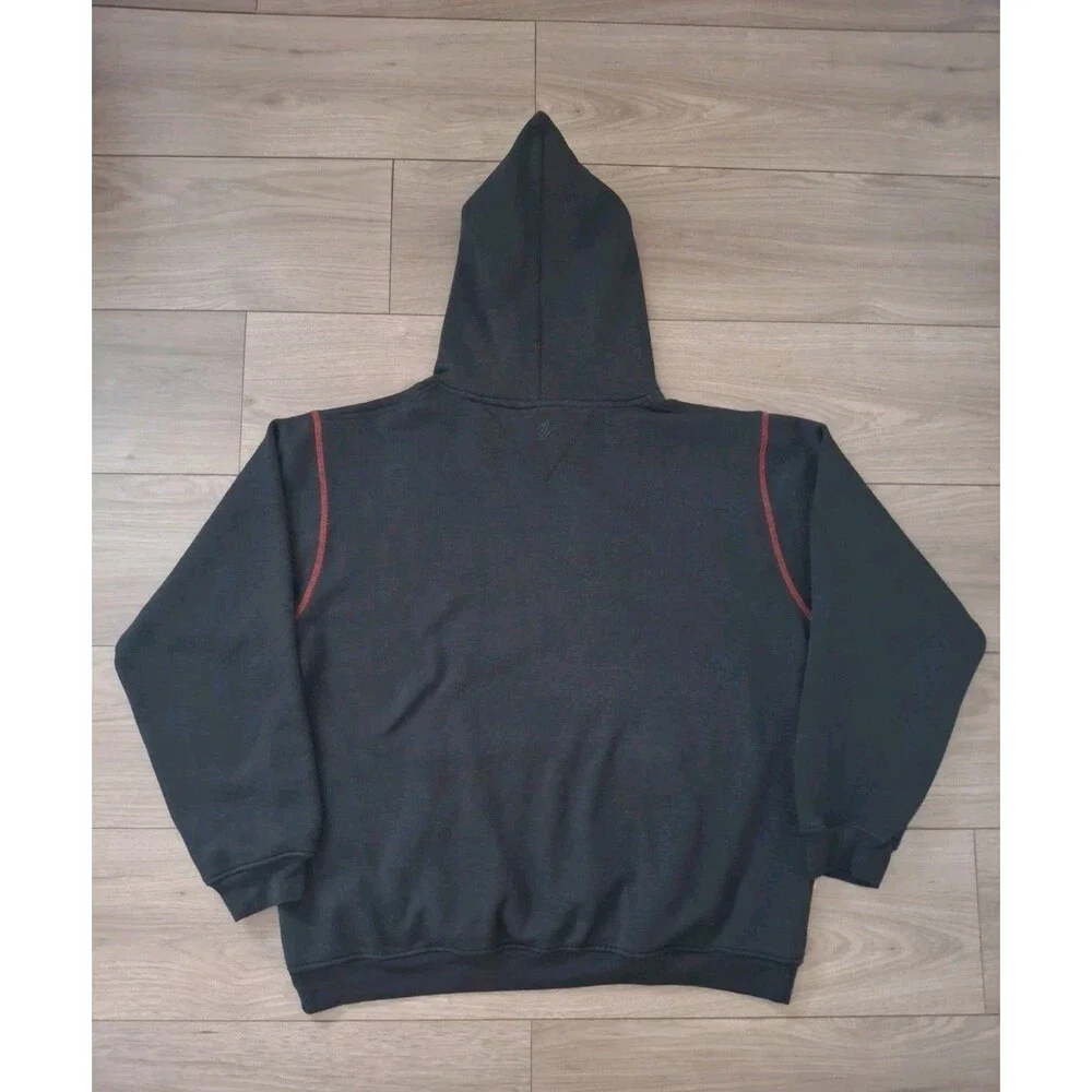 Vintage Y2K RocaWear Mens Hoodie Pullover Black Sweatshirt Large Fleece Warm - Picture 6 of 8